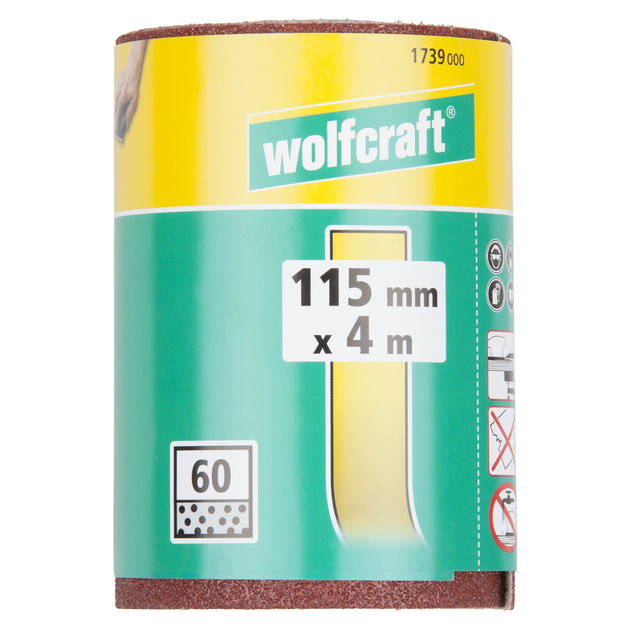 1 rollo de papel abrasivo adhesivo, grano 60, 4 m x 115 mm