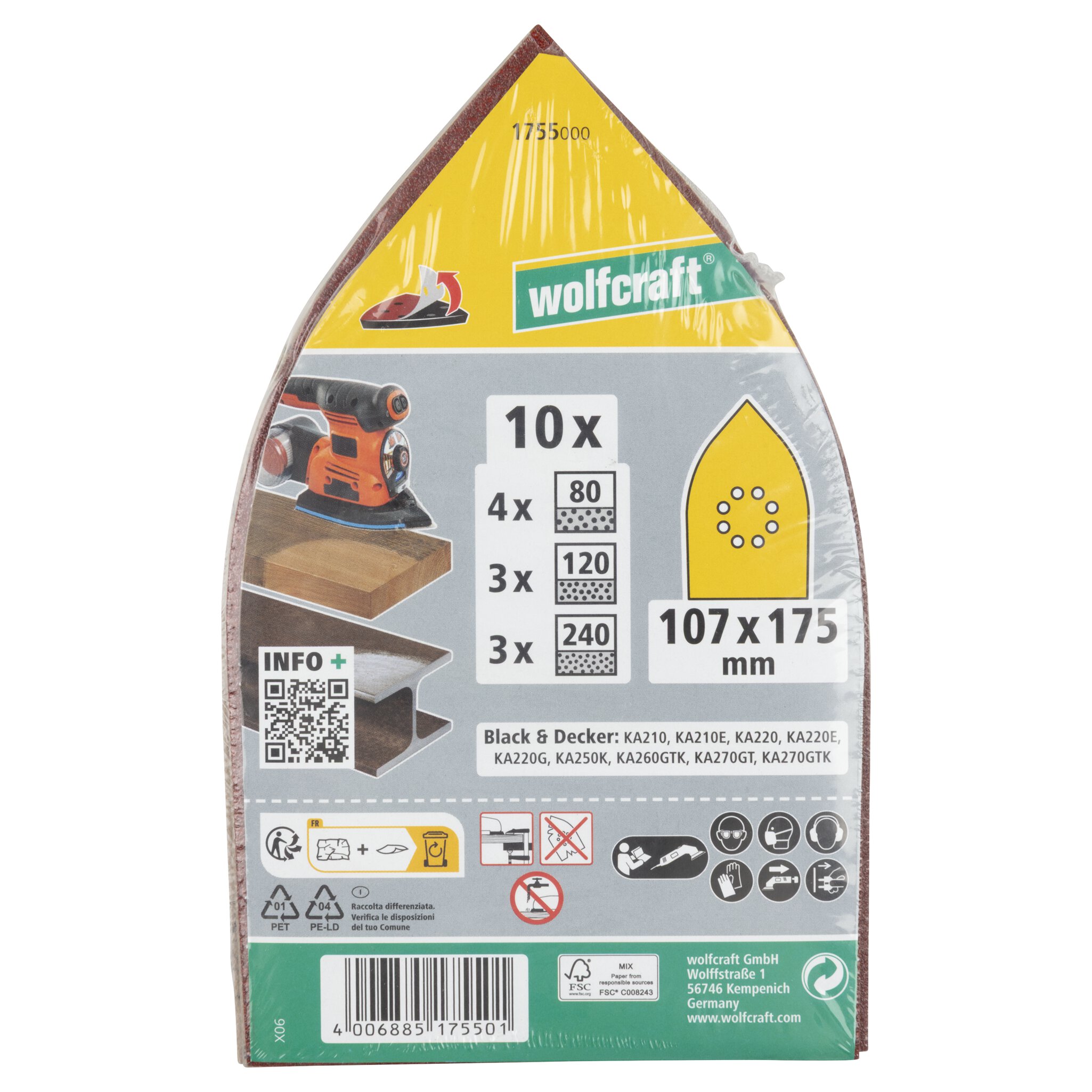 1 juego de hojas abrasivas adhesivas de 10 piezas 107 x 175 mm