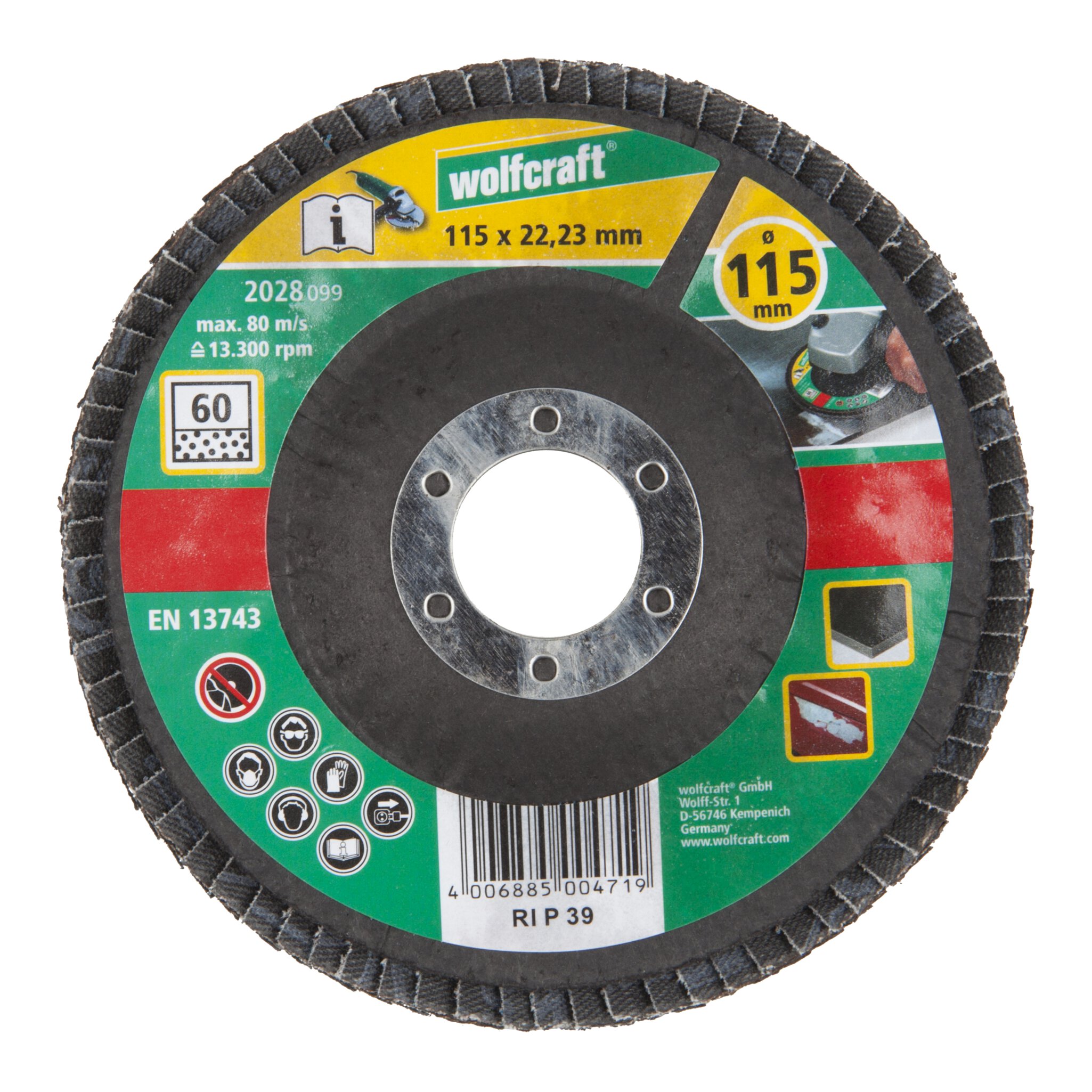 1 disco de láminas abrasivo WS, grano 60 Ø 115 mm