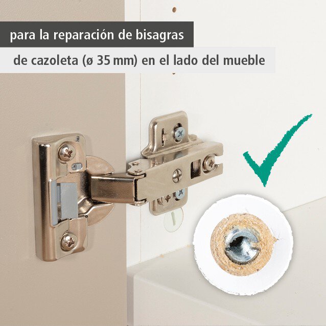 Juego de reparación para bisagras de cazoleta – Lado del cuerpo del mueble, 11 piezas