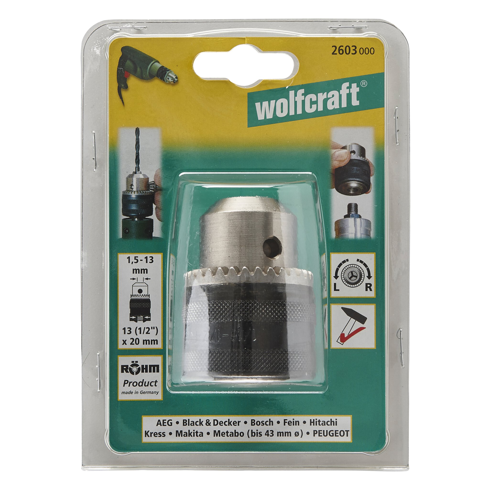 1 portabrocas de llave 13 mm 1/2x20