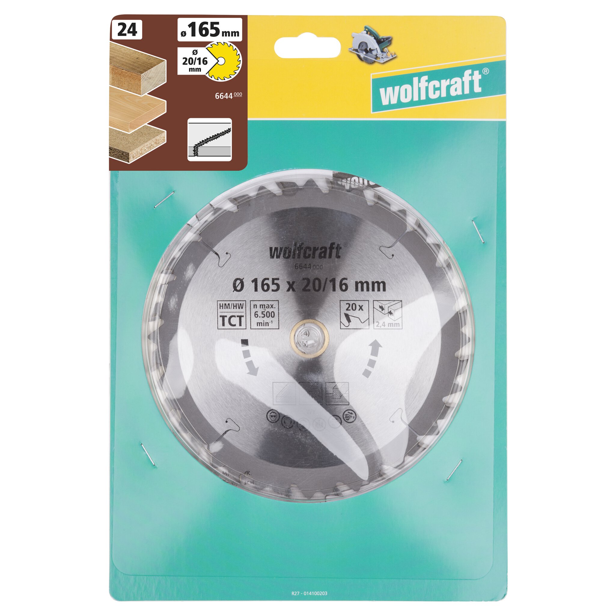 1 disco de sierra circular CT, 20 dientes ø165x20/16 mm