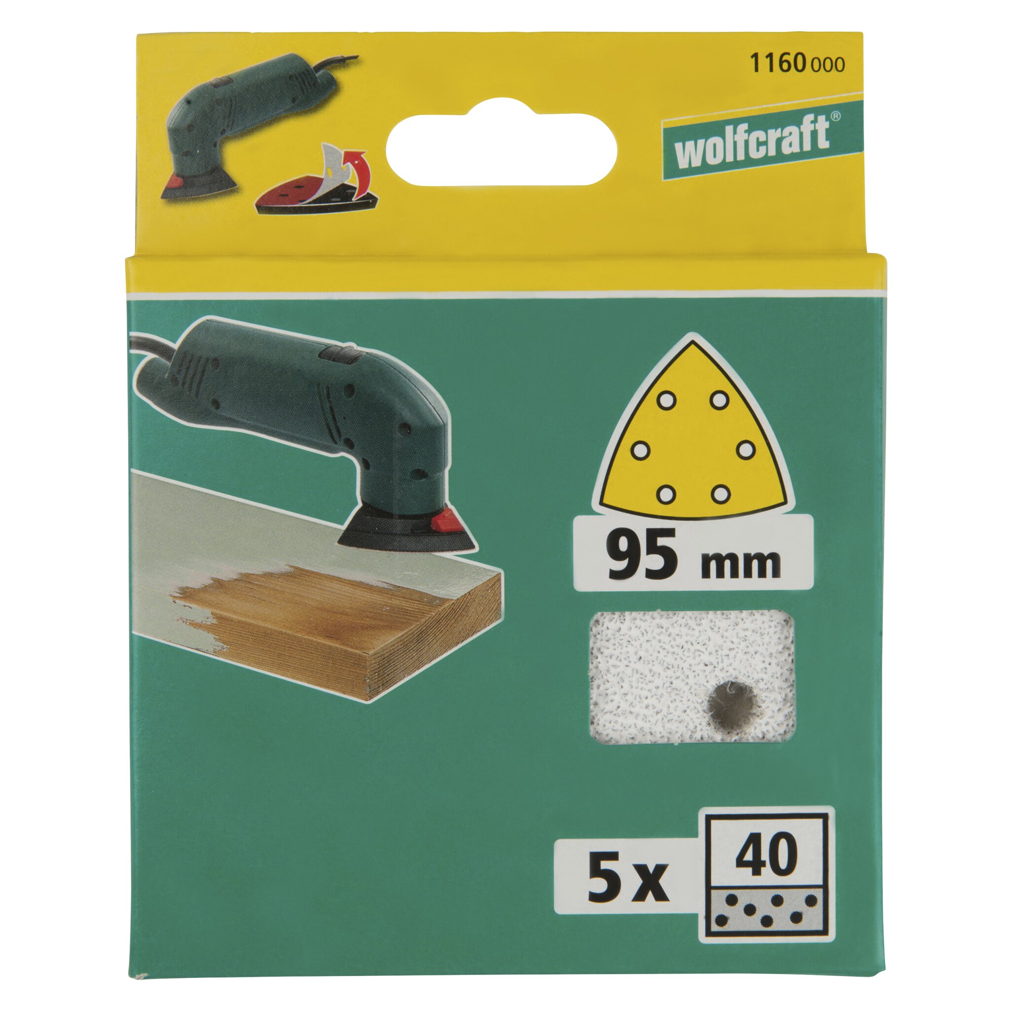 5 hojas abrasivas adhesivas Estearato, grano 40 Delta 95 mm