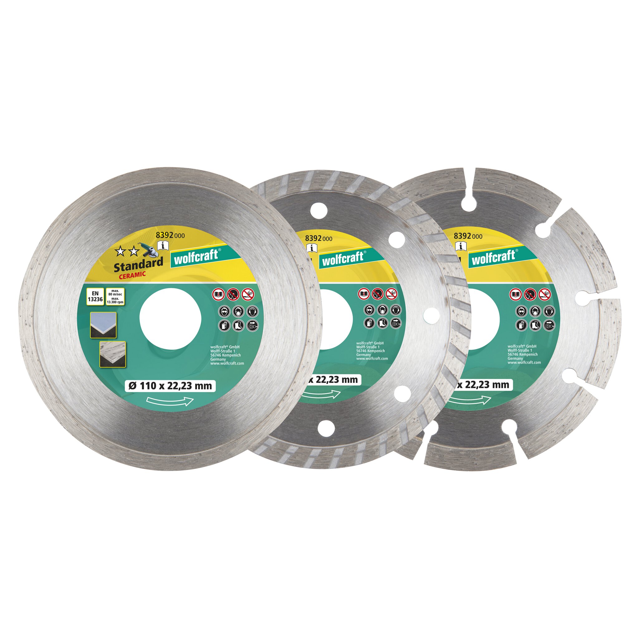 Set de 3 discos diamantados de corte