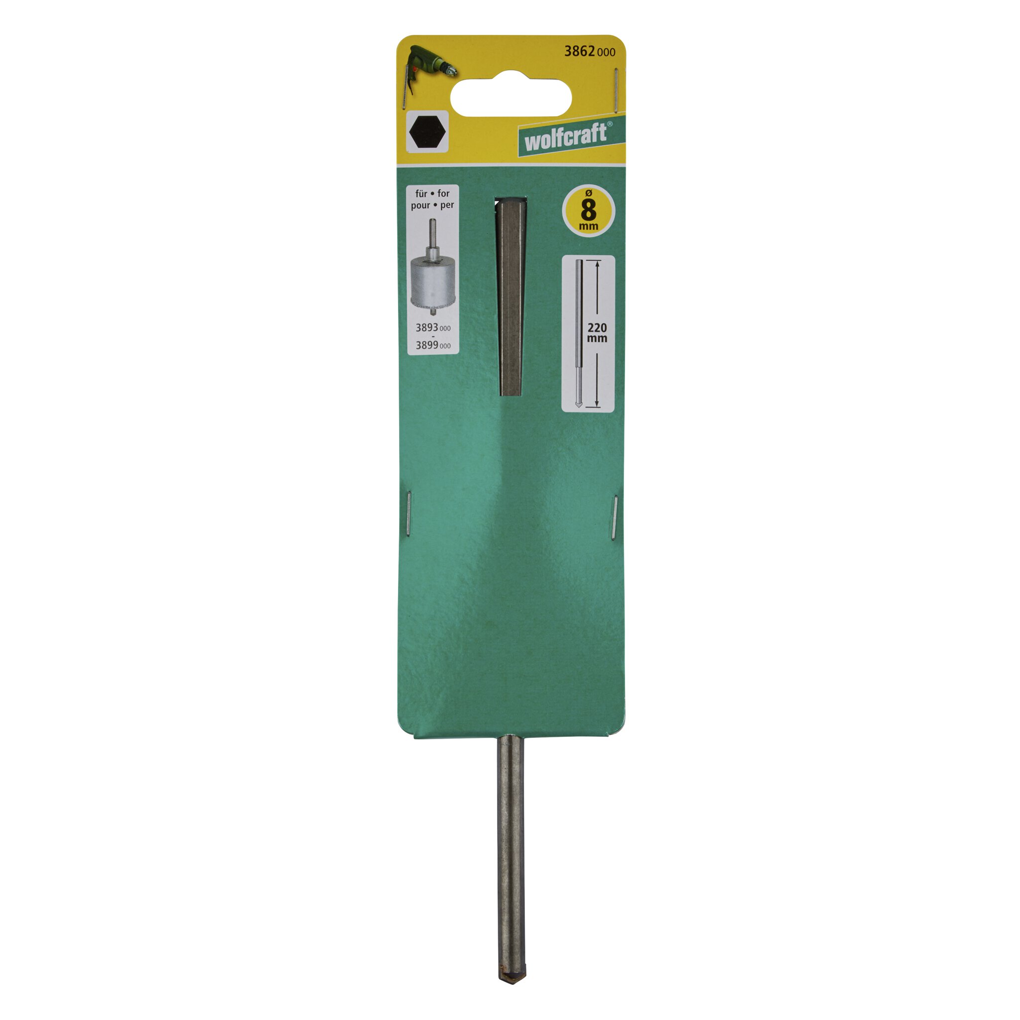 1 broca de centrado recubierta de carburo de tungsteno para sierras de corona de perforación  220 mm