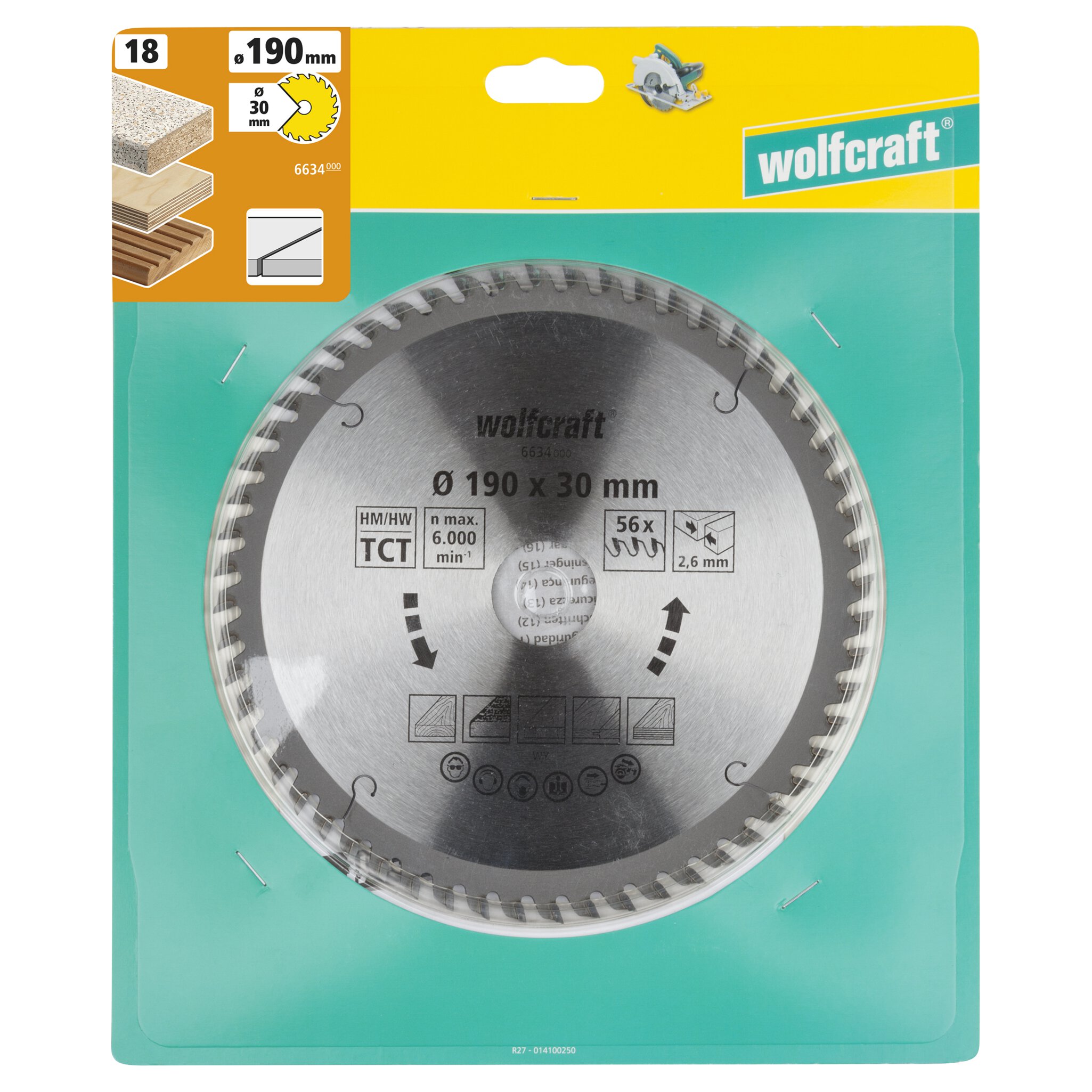 1 disco de sierra circular CT, 56 dientes ø190x30 mm