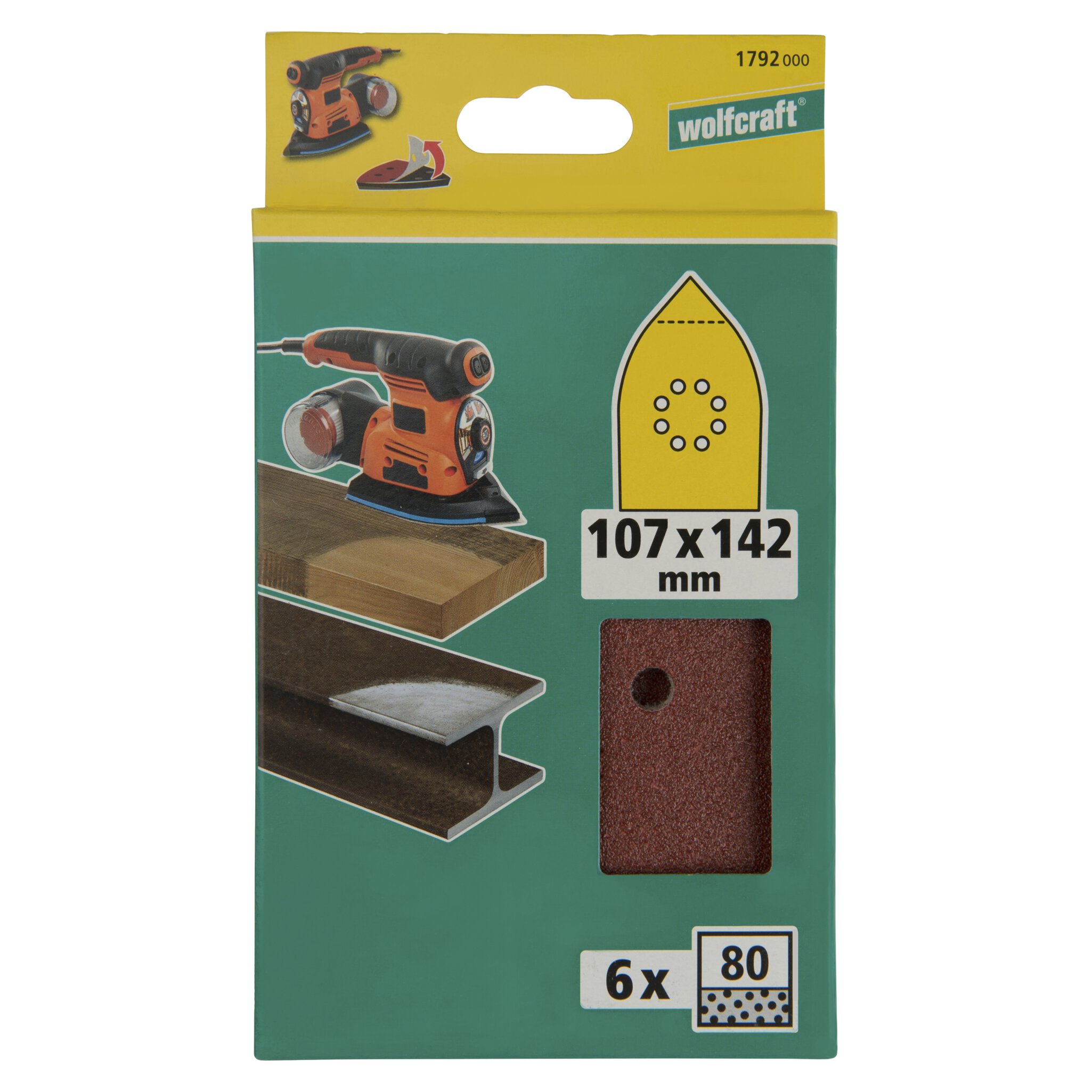 6 hojas abrasivas adhesivas corindón de grano 80 de 107 x 142 mm