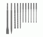 Juego de cinceles y brocas para hormigón, SDS-plus, 11 piezas, en bolsa enrollable