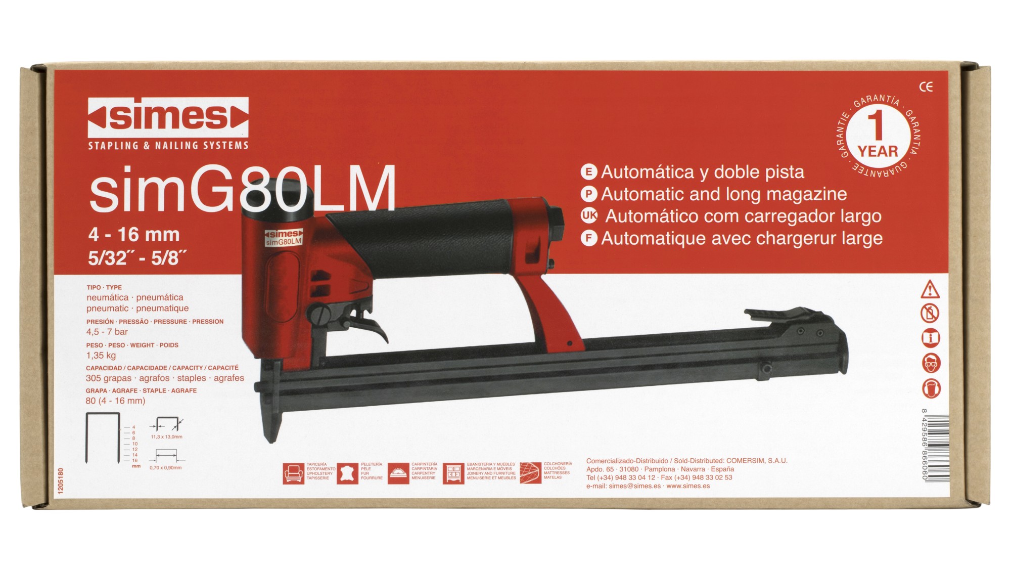 Grapadora neumática simG80 LM pista larga auto