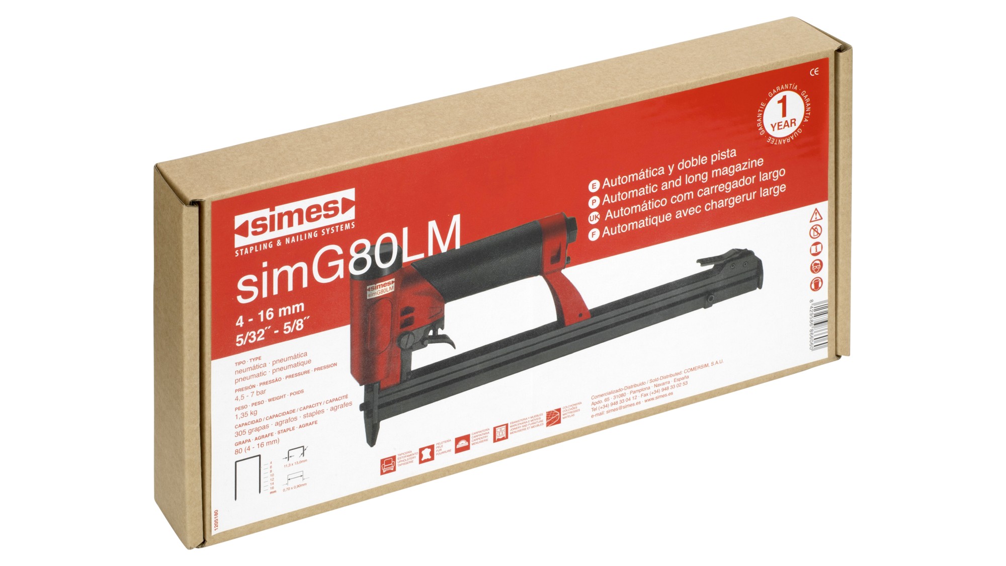 Grapadora neumática simG80 LM pista larga auto