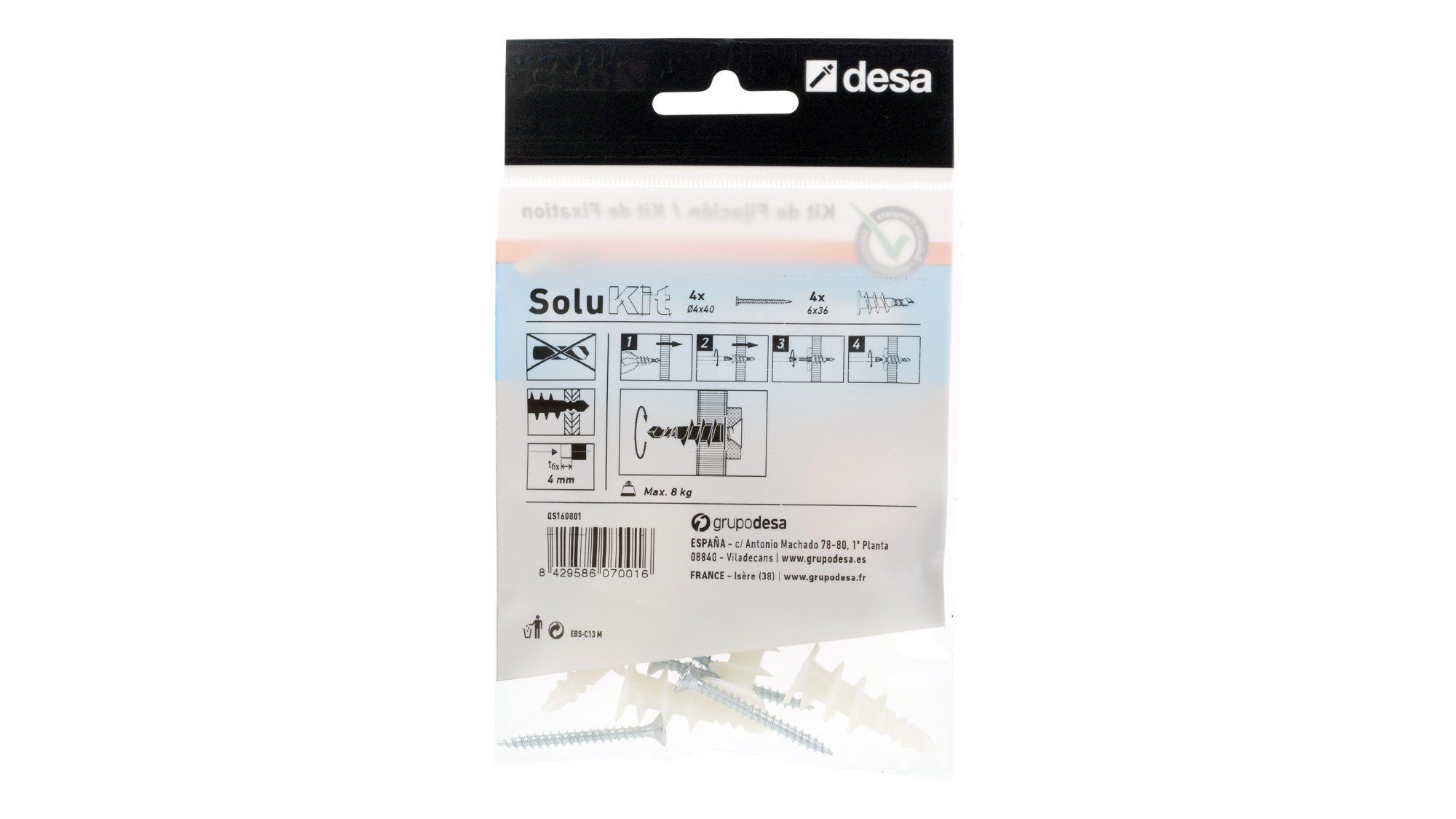 Desa PLP + tornillo Solukit aplique pladur