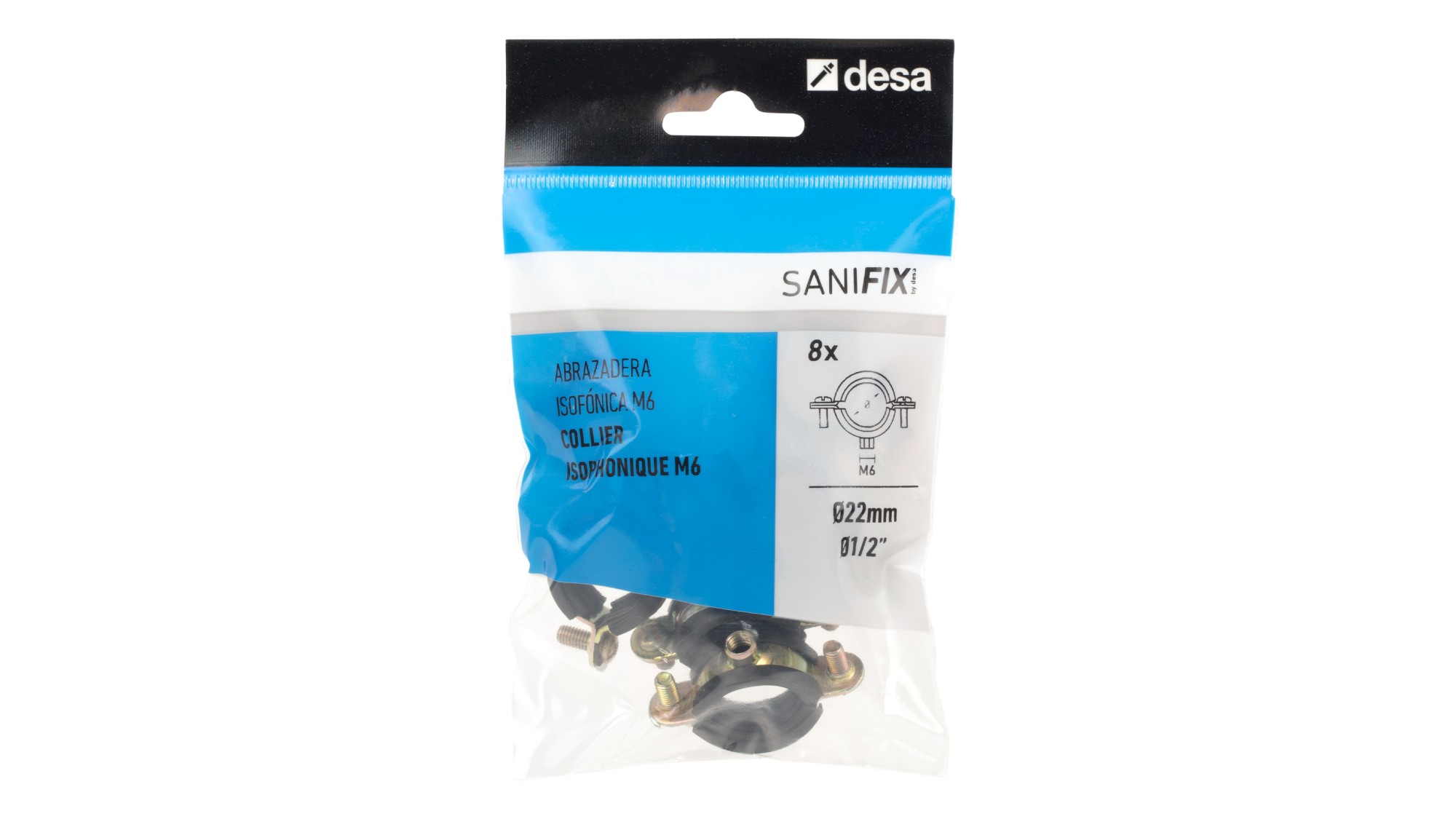 Abrazadera isofónica M6 M6 x 22