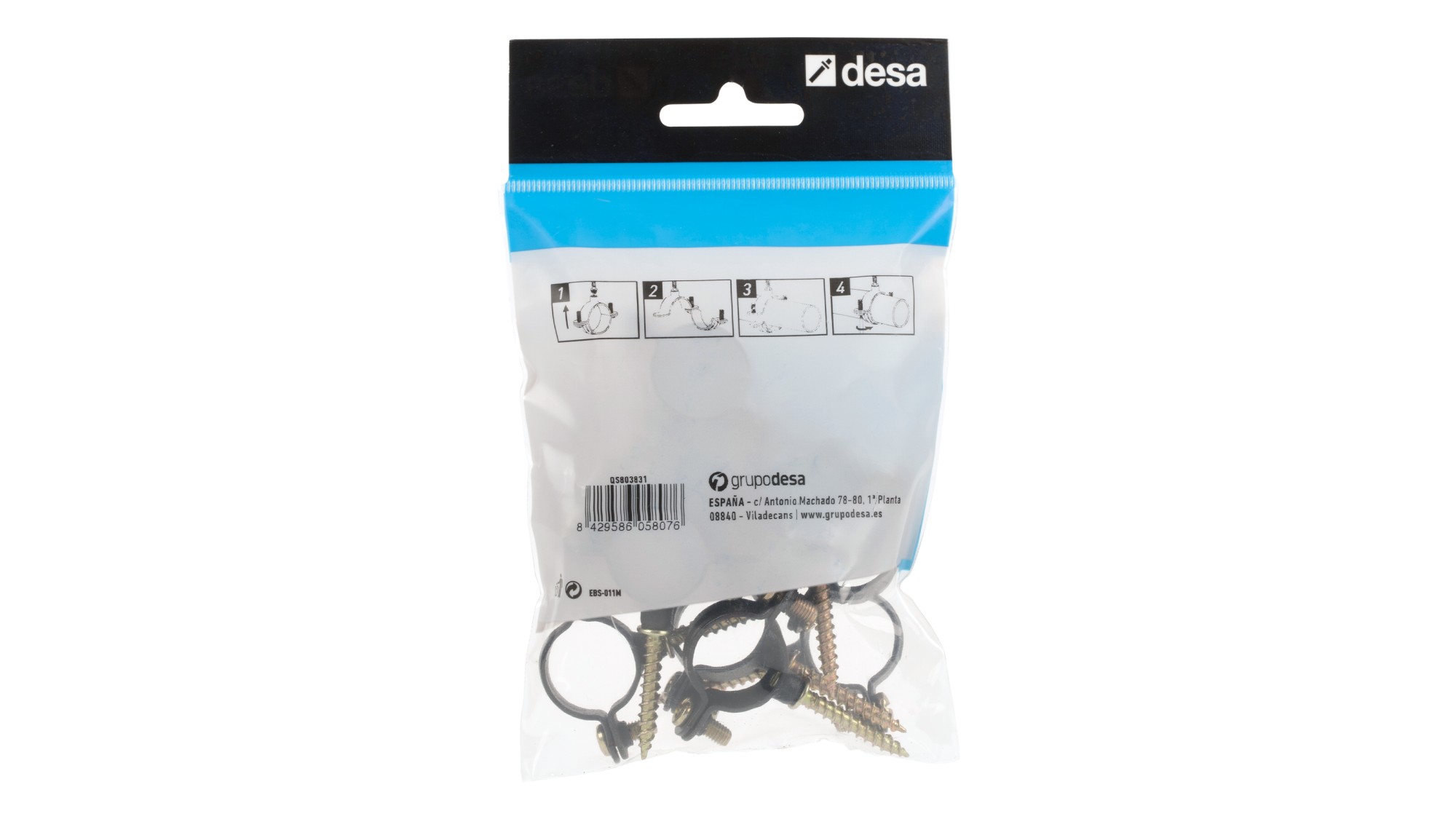 Abrazadera M6 plástica con tirafondo 22