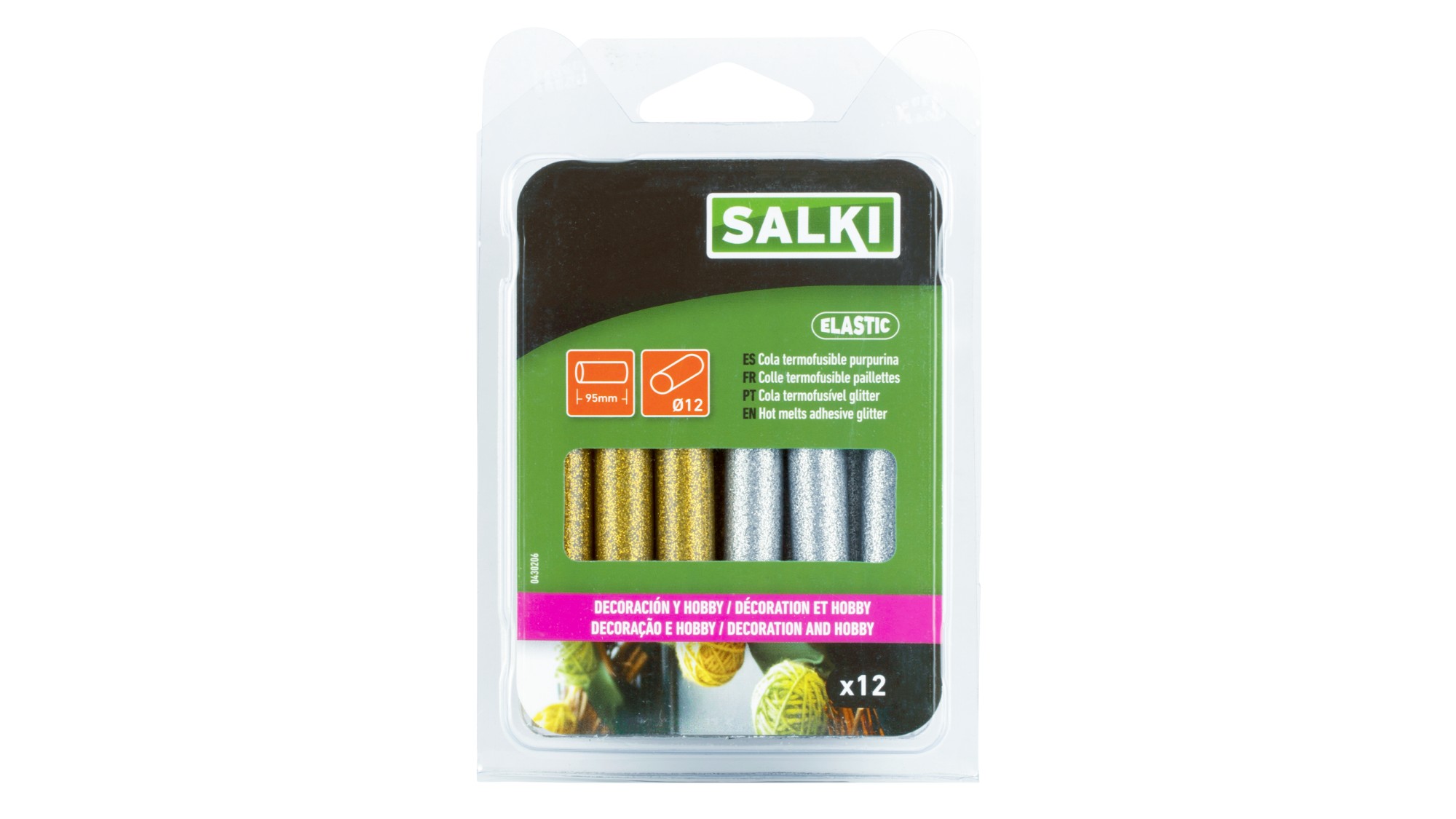 Barras de cola decoración y hobby Ø12 x 95 mm purpurina dorado + plateado