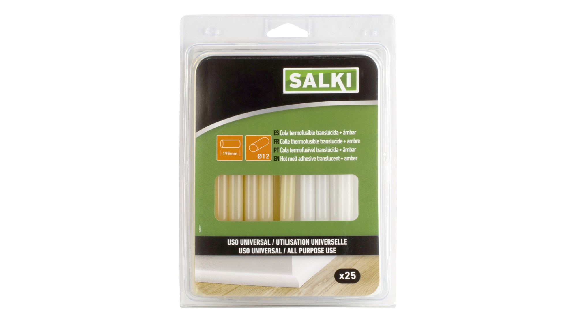 Barras de cola para uso universal Ø12 x 195 mm - Ámbar + translúcida