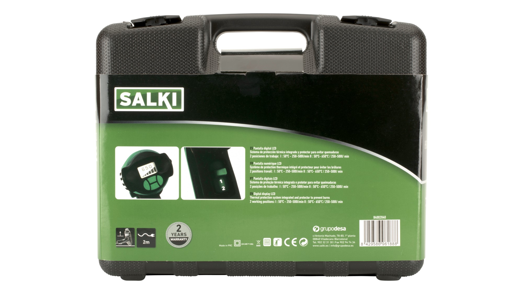 Pistola de aire caliente HSK 2000W 2 ELCD Heat Gun 2000W 2 ELCD | 2000W / 50 °C - 650 °C