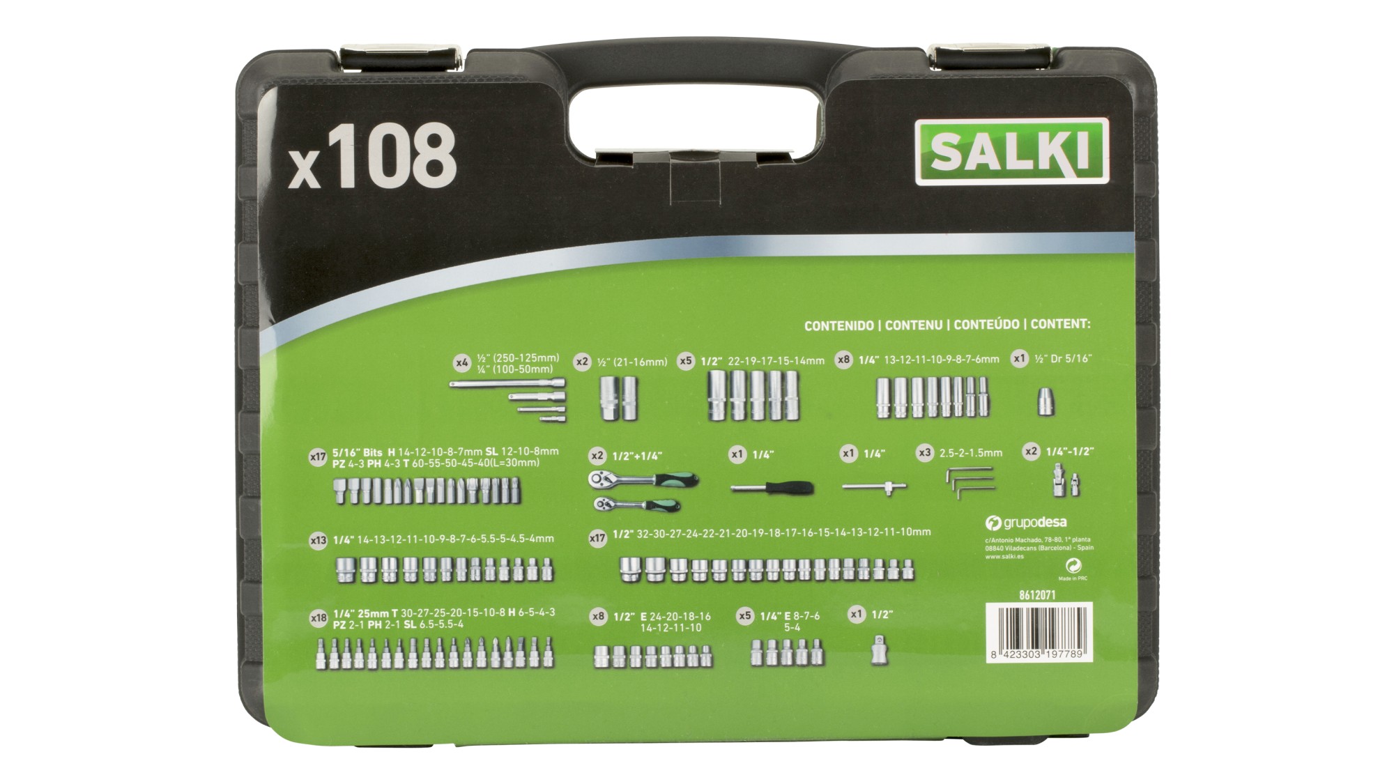 Estuche 1/4" y 1/2" - 108 pcs