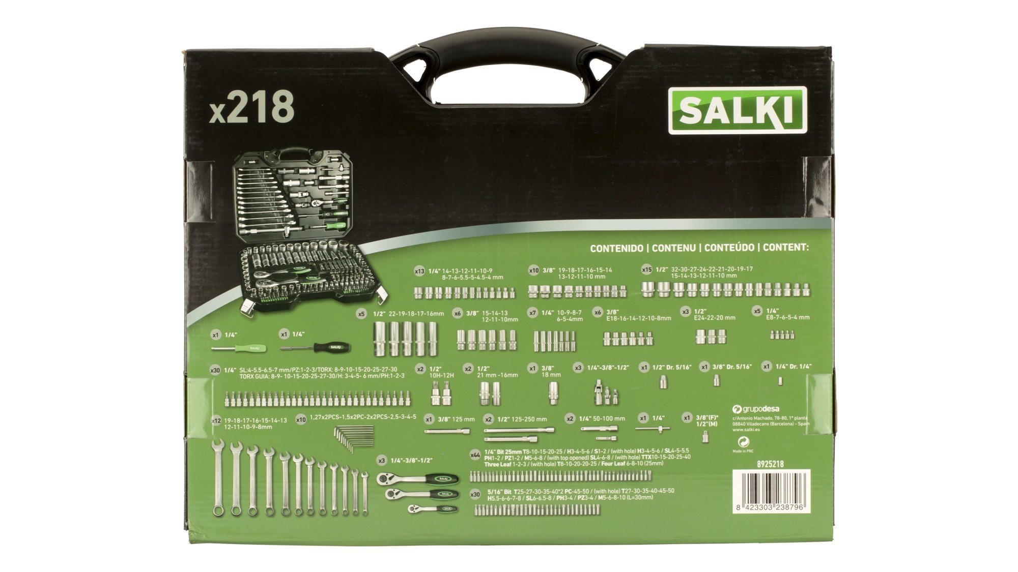 Estuche Salki Pro 1/4" + 1/2" + 3/8" - 218 pcs