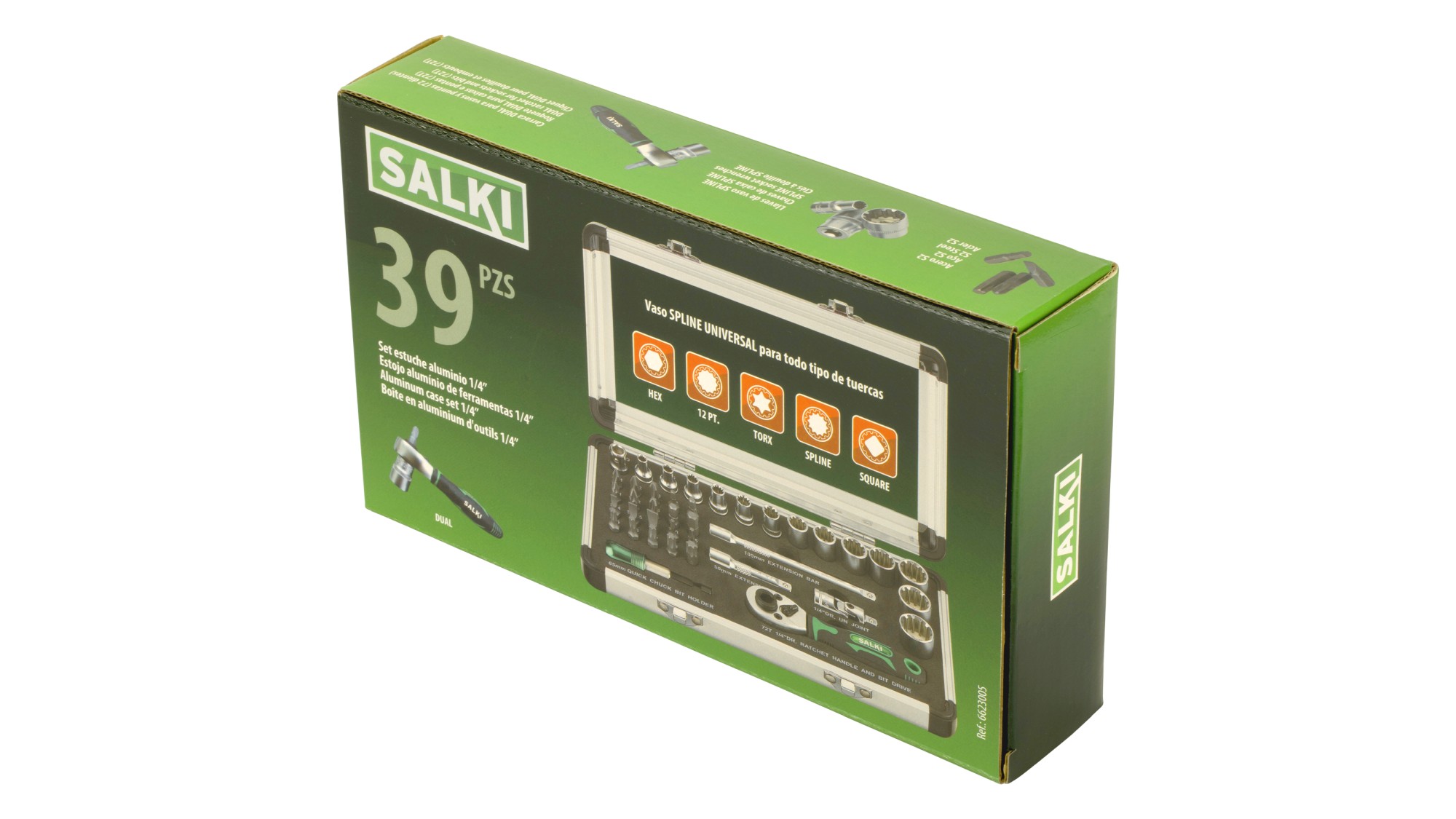 Set estuche metálico 1/4" - 39 pcs