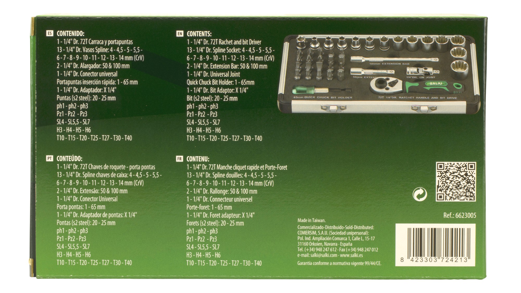 Set estuche metálico 1/4" - 39 pcs