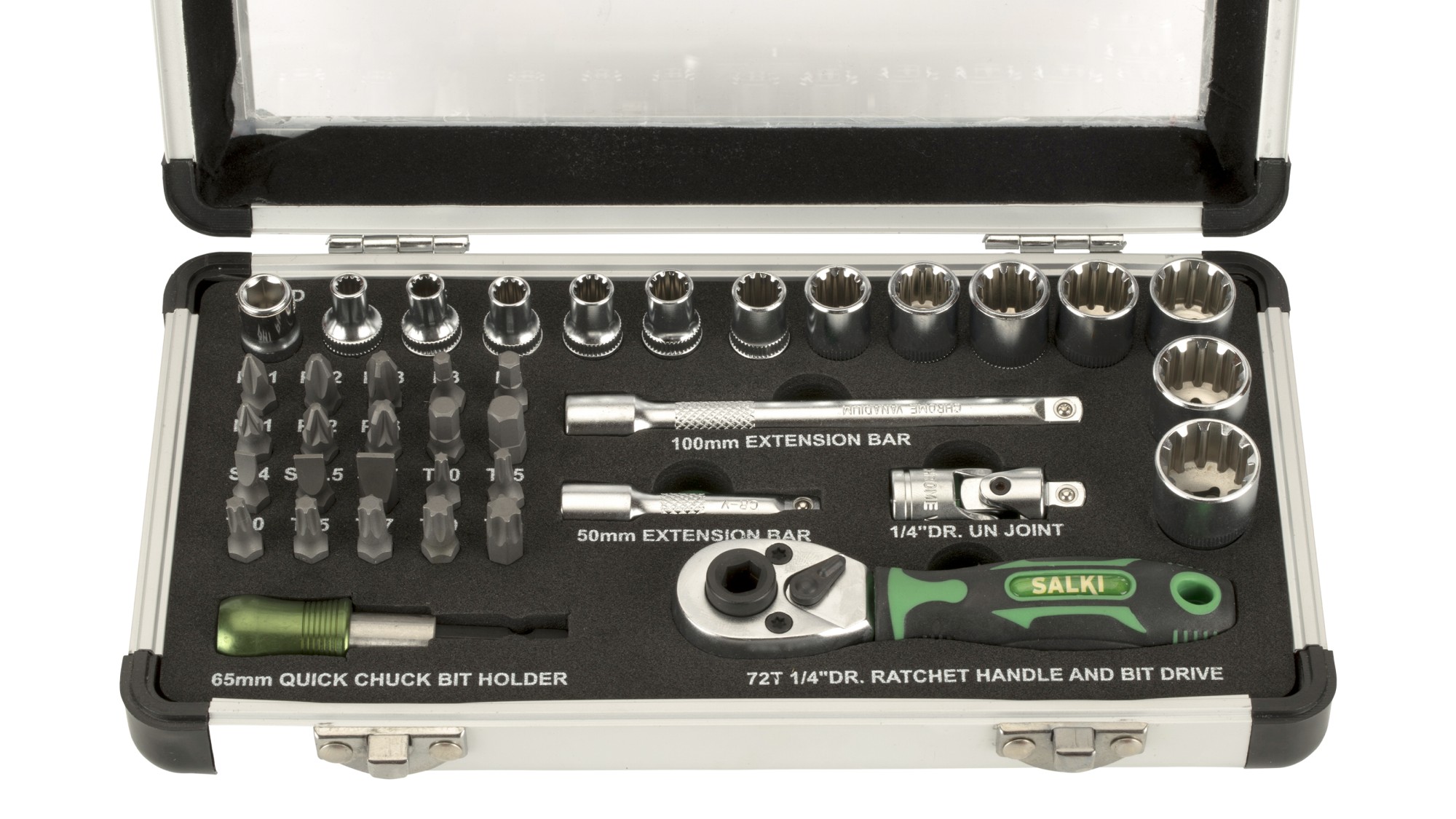 Set estuche metálico 1/4" - 39 pcs