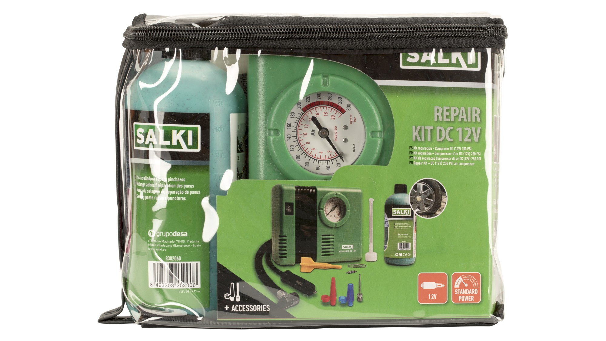 Kit compresor + Repara pinchazos 12v