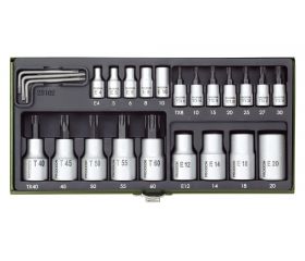 Estuche vasos + puntas torx 1/2