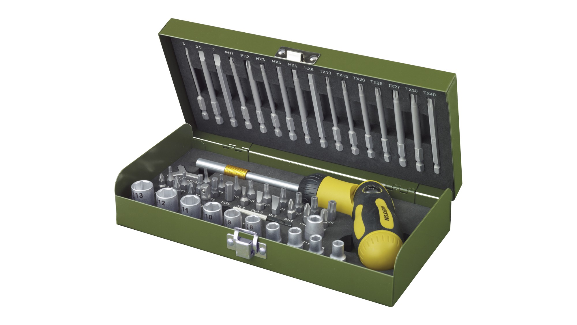 Estuche destornillador carraca articulable 1/4"  54 pcs