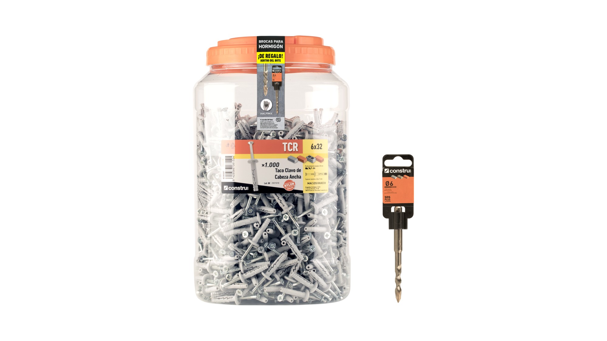 Taco clavo TCR Placa BP. TACO TCR 6x32 - 1000 uds + REGALO