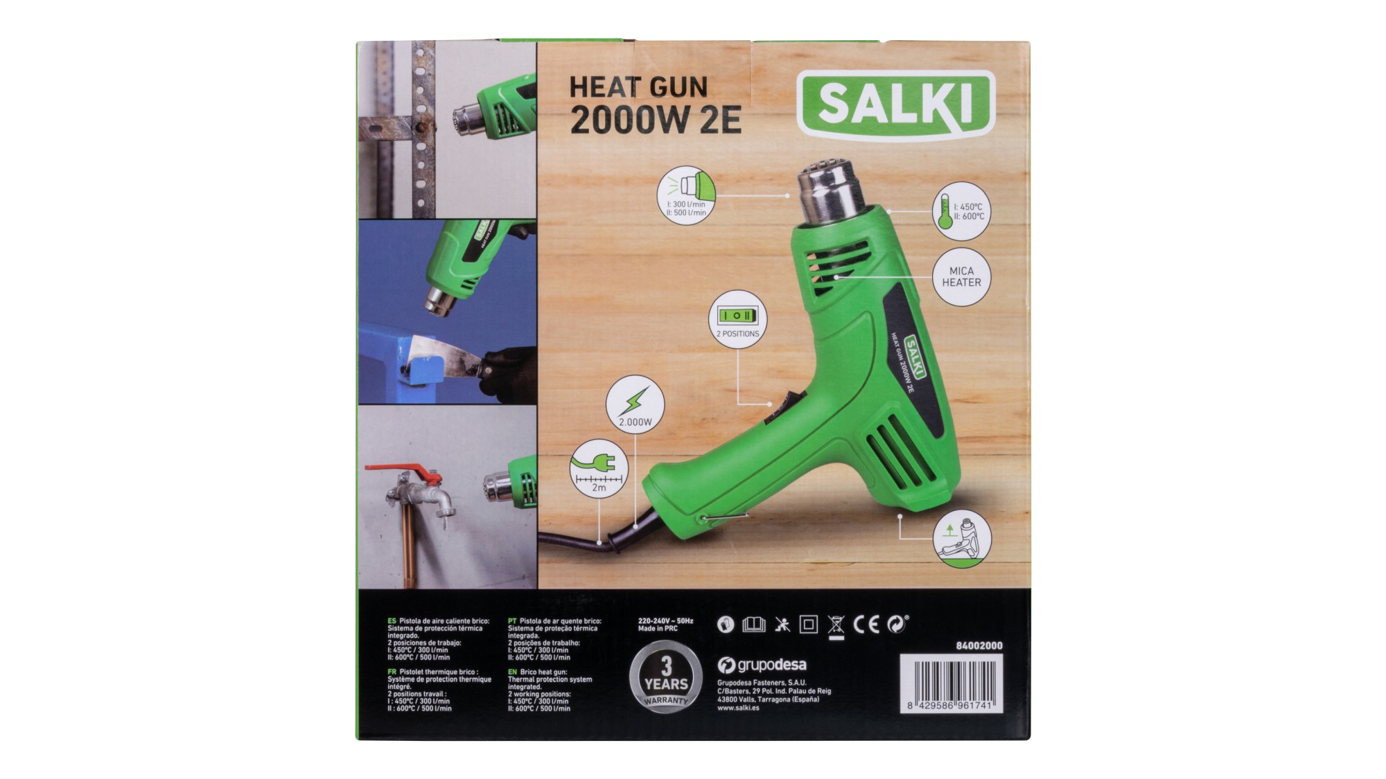 Pistola de aire caliente HSK 2000W 2E Heat Gun 2000W 2E / 450 °C - 600 °C
