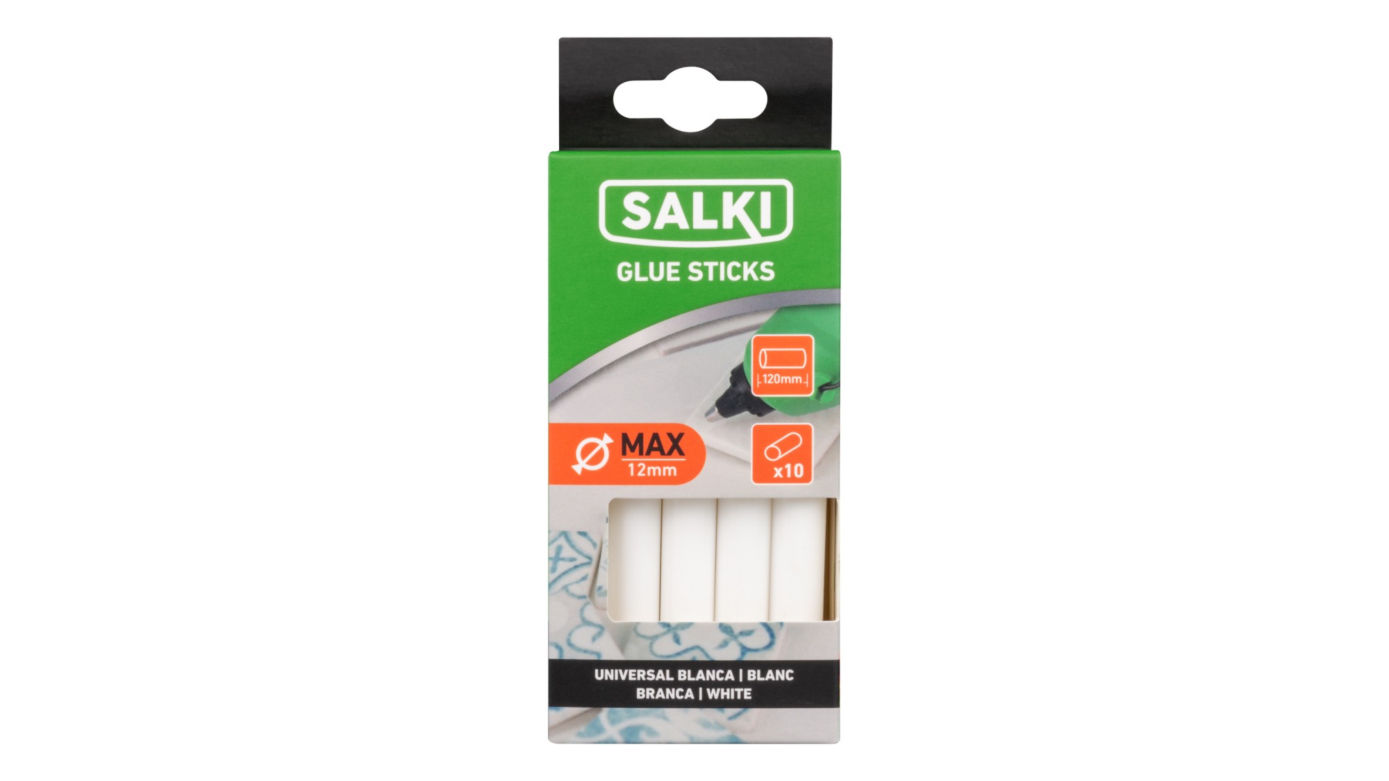 Barras de cola Universal blanca (MAX) - Caja pequeña Cajita 10 Barras Ø12 x 120 Universal blanca