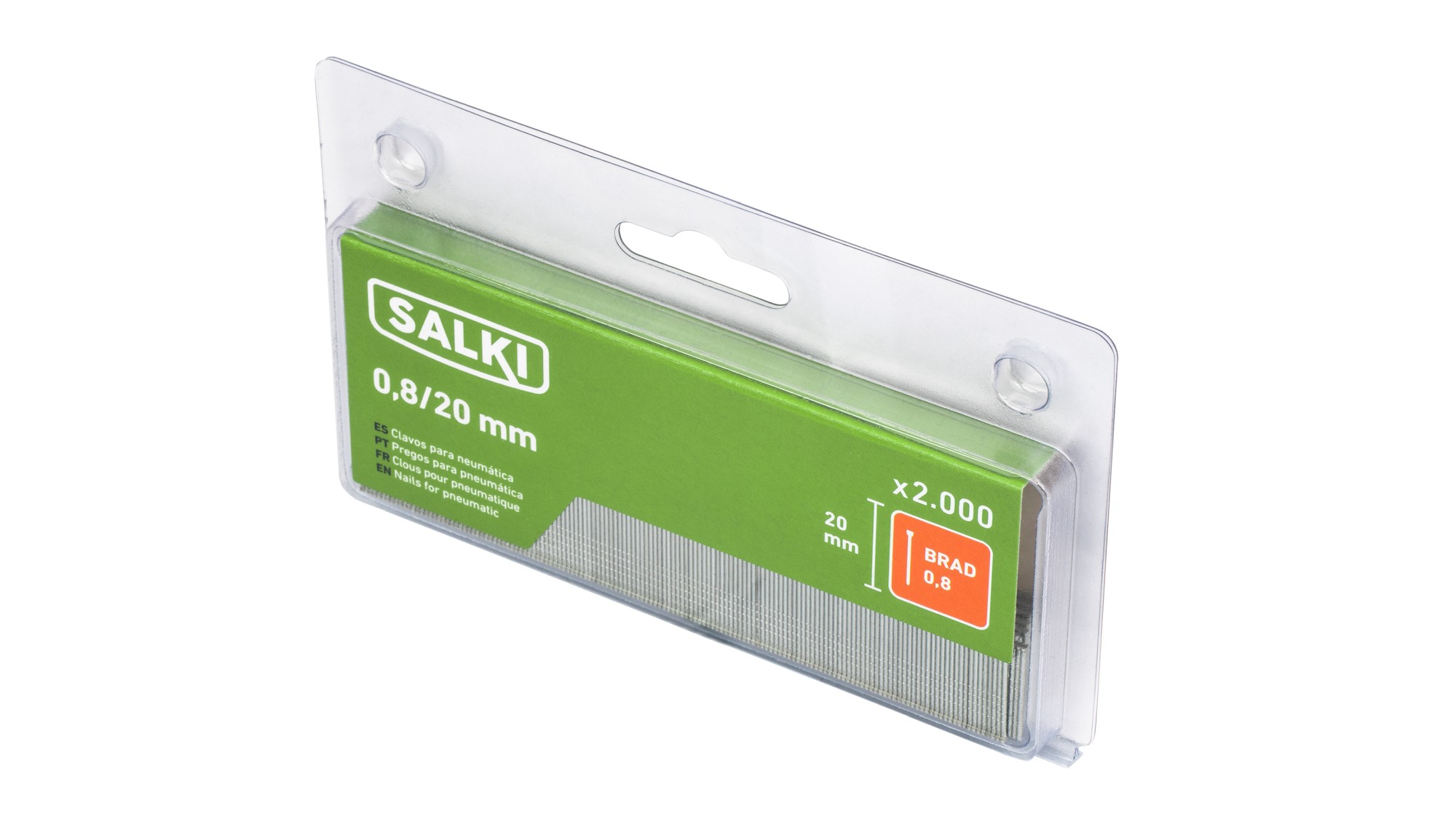 Brad 0,8 BLISTER SALKI BRAD 0,8 - 20mm (2.000 uds)