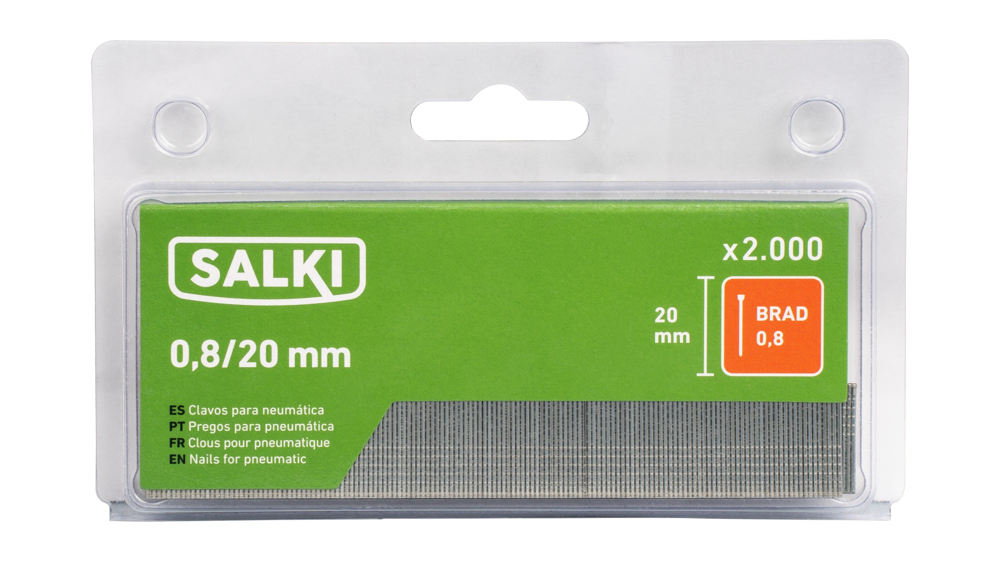 Brad 0,8 BLISTER SALKI BRAD 0,8 - 20mm (2.000 uds)
