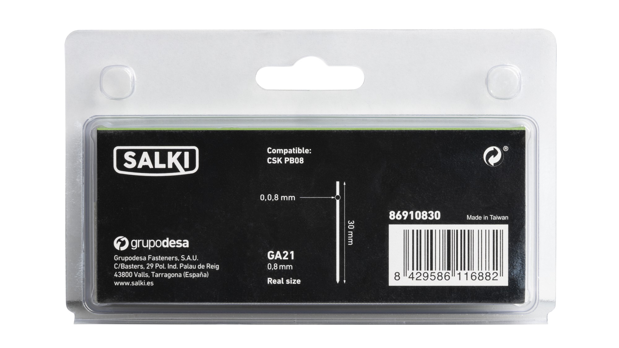 Pin 0,8 BLISTER SALKI PIN 0,8 - 30mm (2.000 uds)