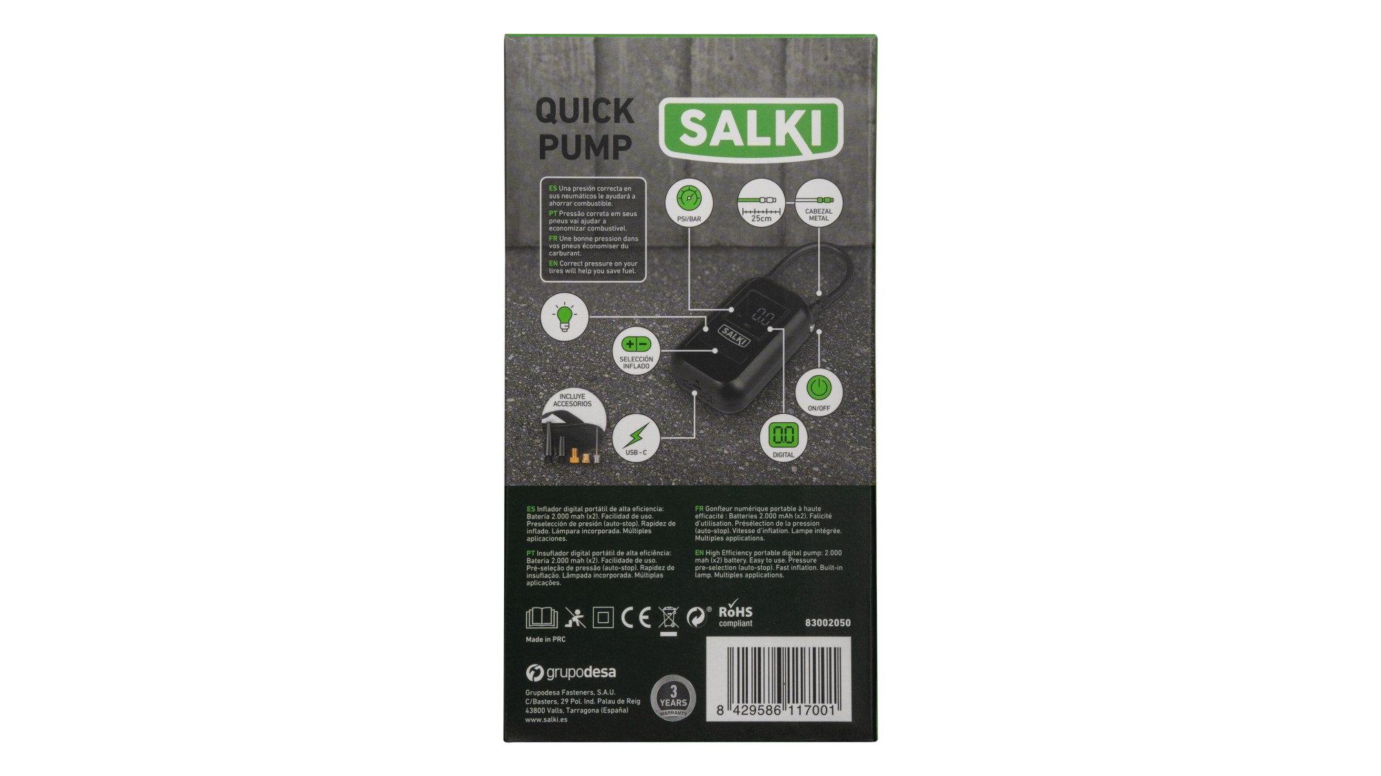 Inflador digital portátil a batería QUICK PUMP