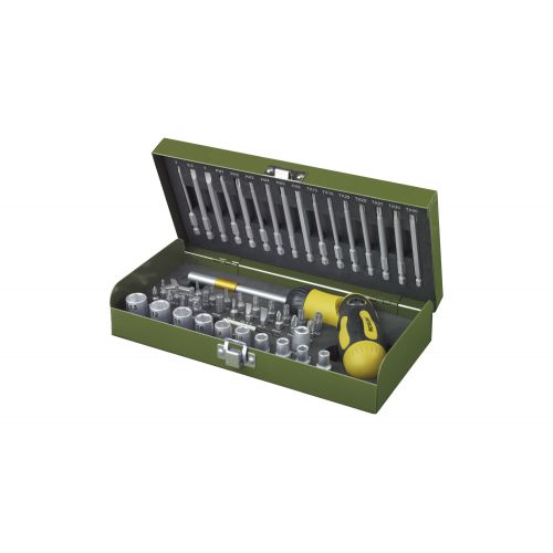 Estuche destornillador carraca articulable 1/4"  54 pcs