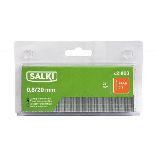 Brad 0,8 BLISTER SALKI BRAD 0,8 - 20mm (2.000 uds)