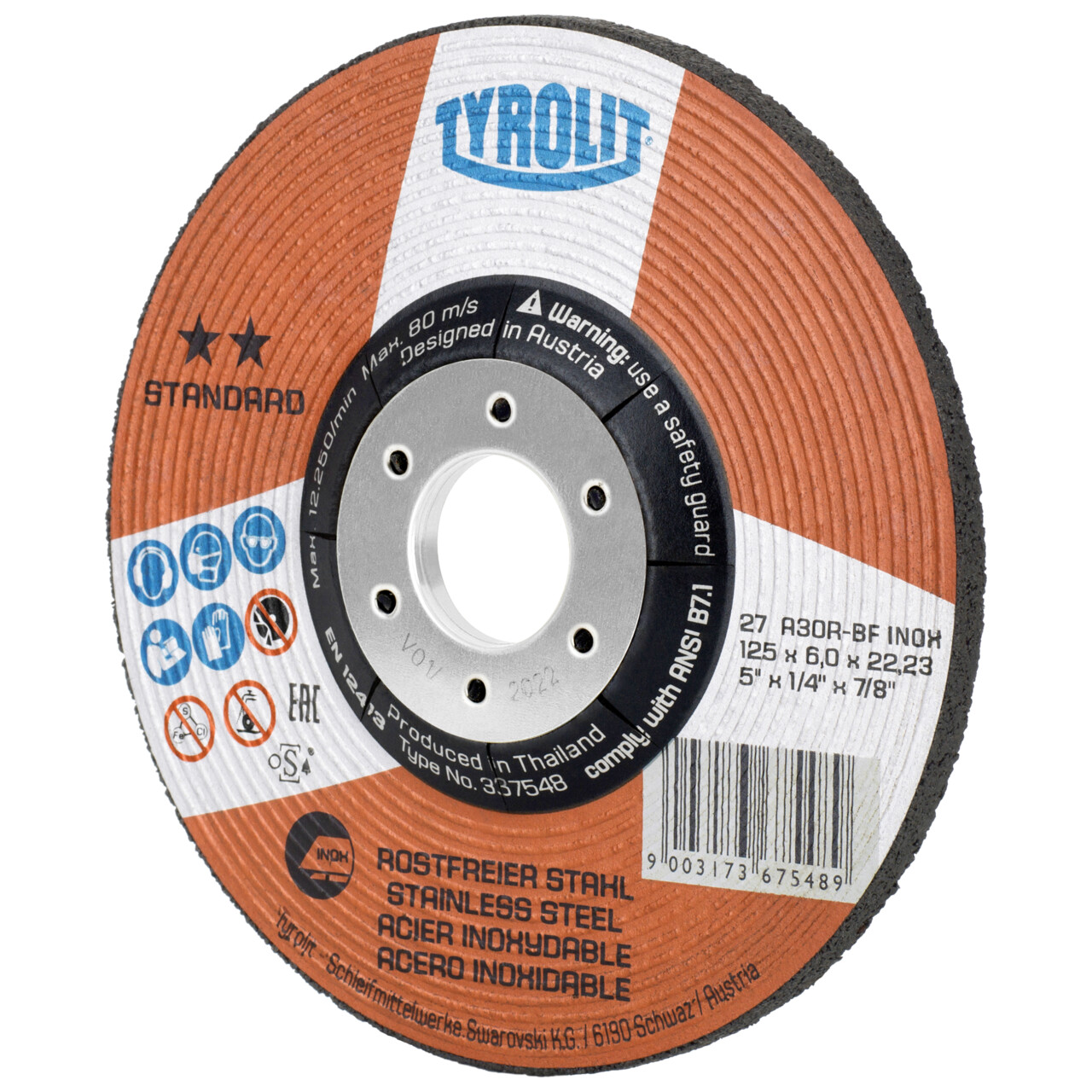 Tyrolit Disco de desbaste 125x6x22,23 mm A30R STANDARD inox