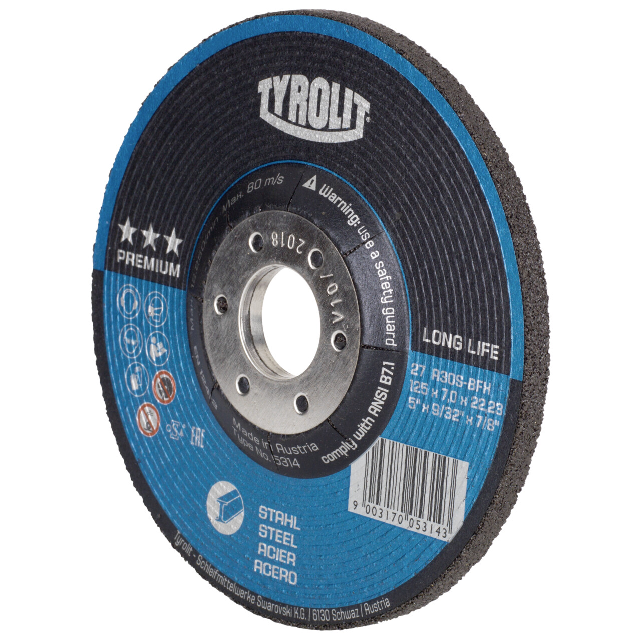 Tyrolit Disco de desbaste Z-MAX 115x7x22,23 mm ZA24S PREMIUM acero