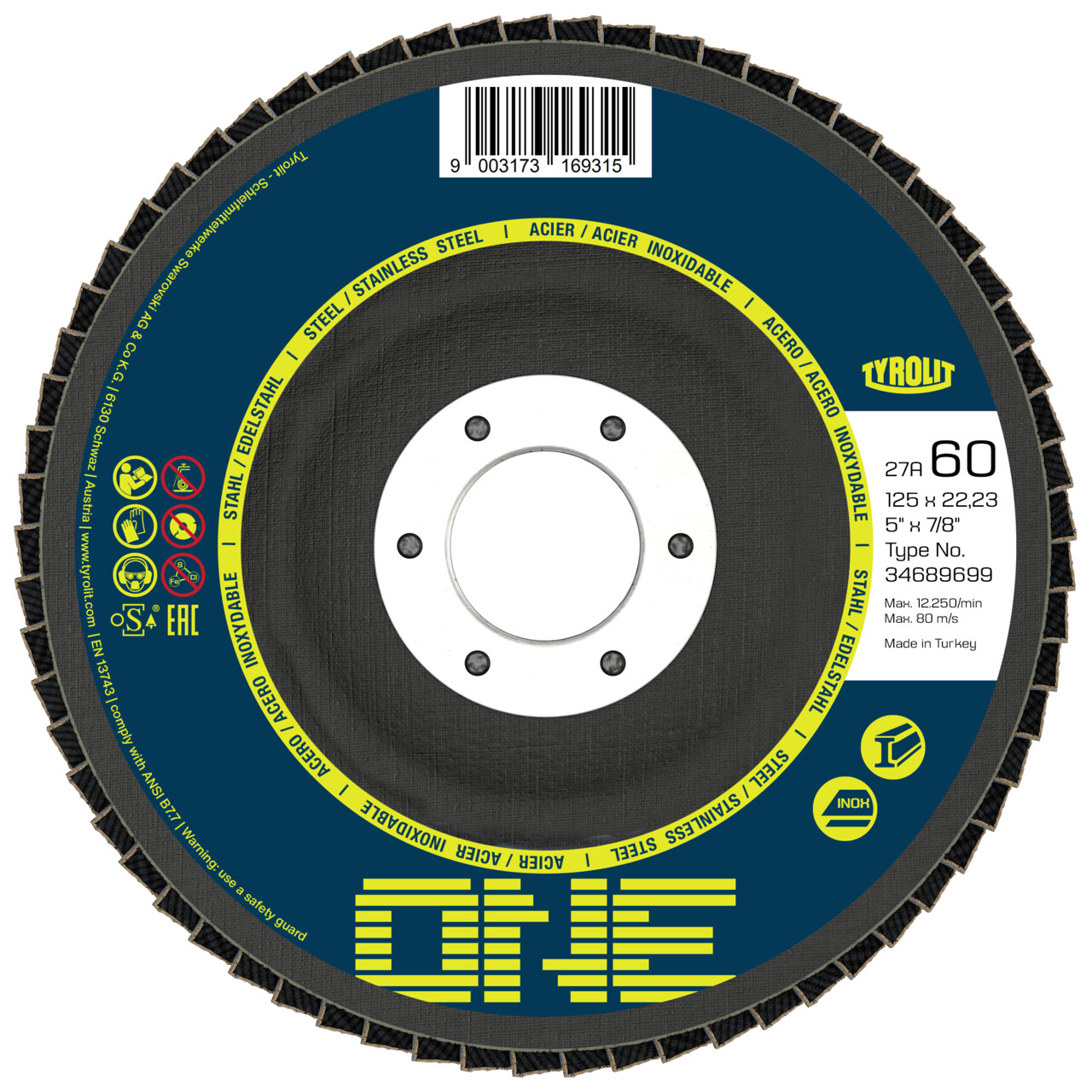 Tyrolit ONE disco de láminas abombado 115x22,23 mm ZA40 acero/inox