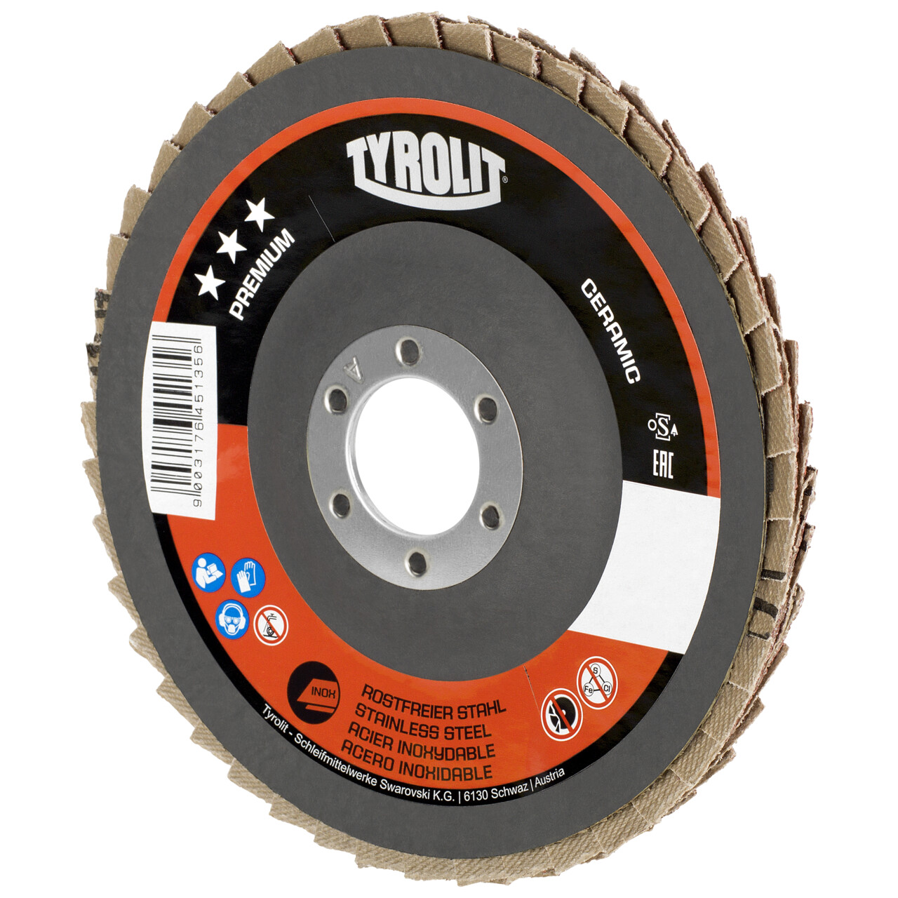Tyrolit Disco de láminas CERAMIC inclinado 115x22,23 CA40 PREMIUM inox