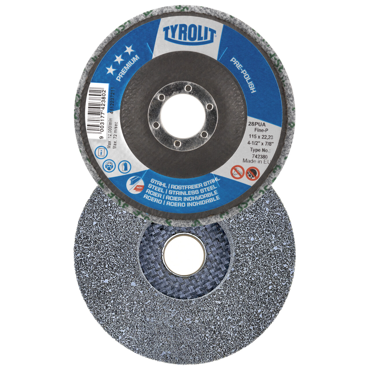 Discos PREMIUM PRE-POLISH para acero, acero inoxidable y metales no férricos