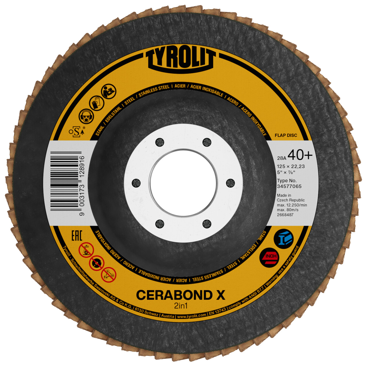 Tyrolit disco de láminas CERABOND X inclinado 100x16 mm CA40 acero/inox