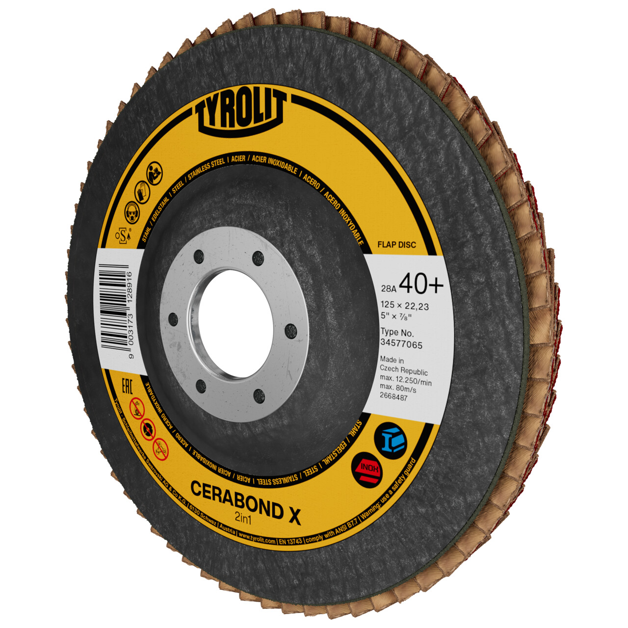 Tyrolit disco de láminas CERABOND X inclinado 100x16 mm CA40 acero/inox