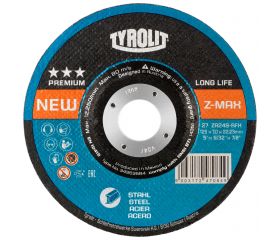 Tyrolit Discos de desbaste LONGLIFE Z-MAX para acero 125 x 7 #27E 125x7x22,23 ZA24S-BFX