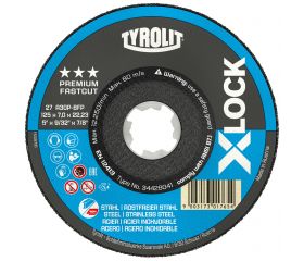 Tyrolit Discos de desbaste X-LOCK para acero y acero inoxidable 125 x 7 #27E 125x7x22,23/XL A30Q-BFP