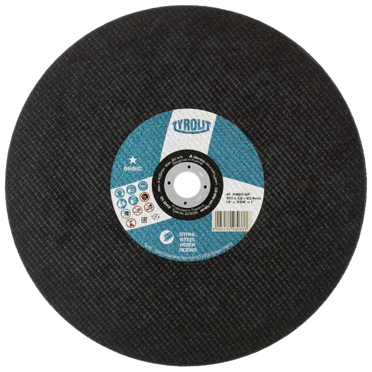 Tyrolit Disco de corte 350x2,8x25,4 A46 S BF BASIC acero