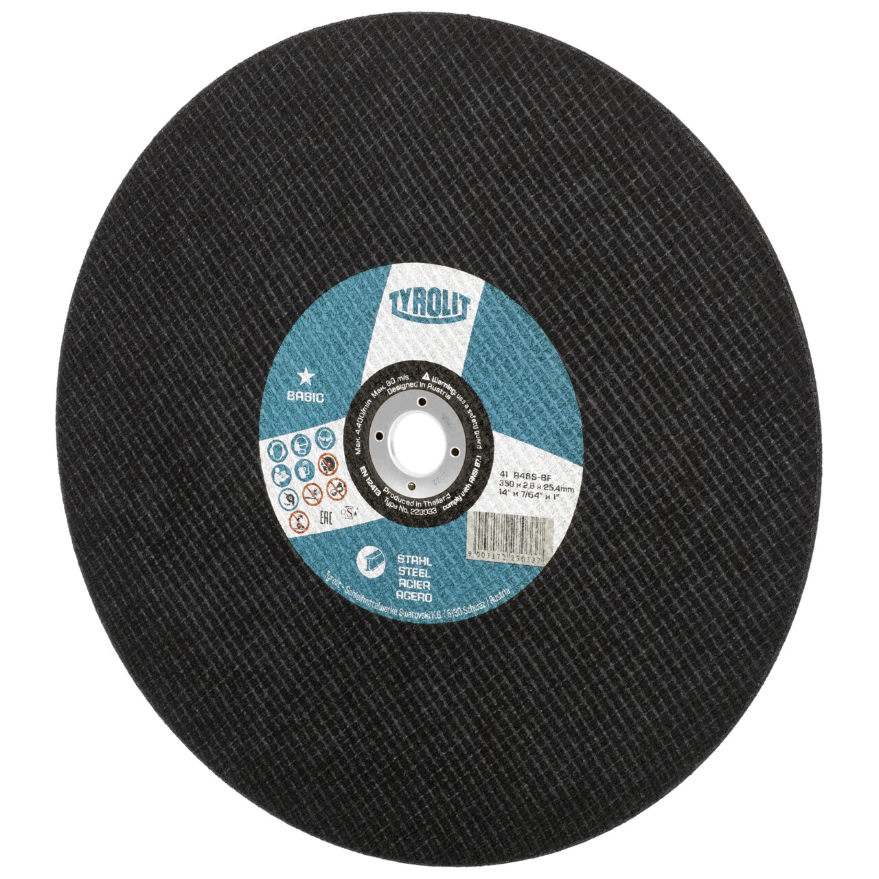 Tyrolit Disco de corte 350x2,8x25,4 A46 S BF BASIC acero