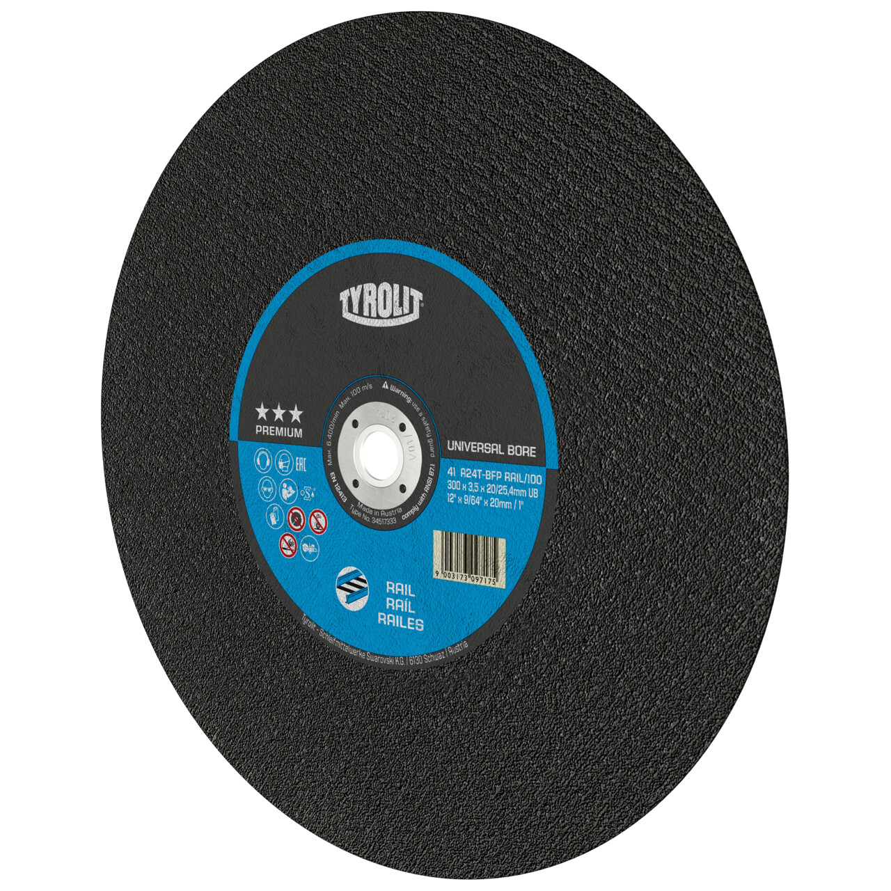 Tyrolit Disco de corte recto 350x3,8x20/25,4 A30 PREMIUM raíles