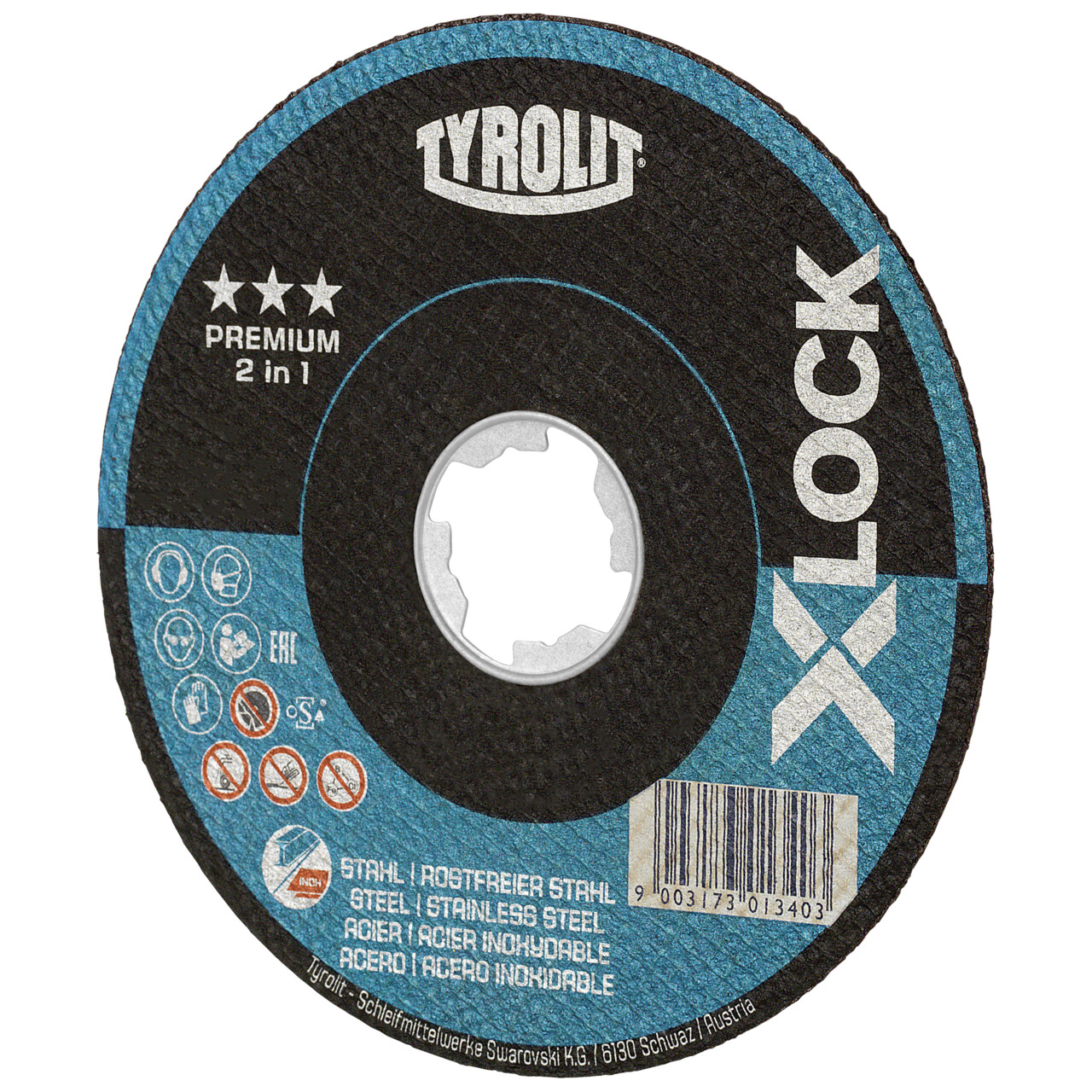 Tyrolit Disco de corte X-LOCK recto 115x1x22,23 A60 PREMIUM acero/inox
